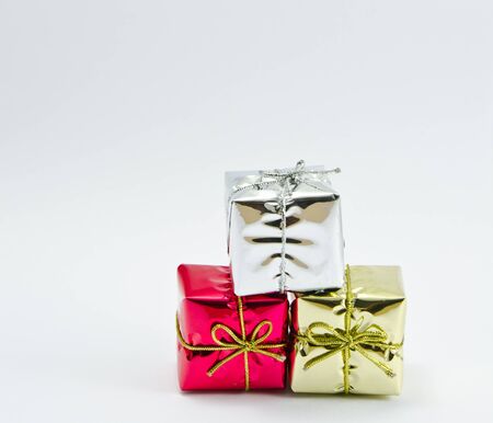 Gift boxes isolated on white background の写真素材