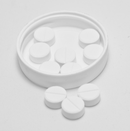 pills in the carapace on white background