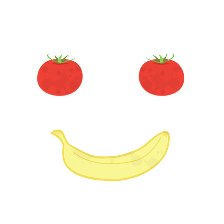 Smile Fruit Face - Tomato, Banana - Vectorのイラスト素材