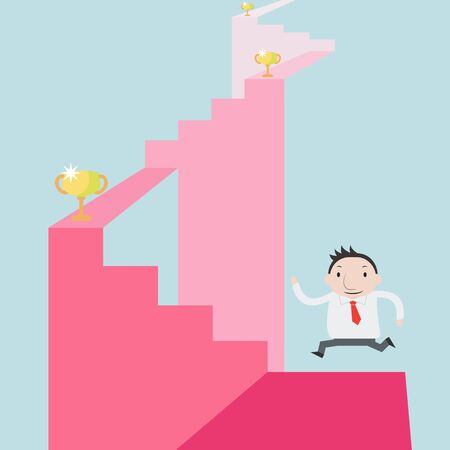Businessman go to get trophy - Vectorのイラスト素材