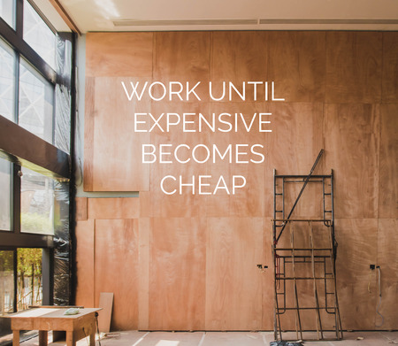 Inspirational quote on blurred construction space background with vintage filterの写真素材