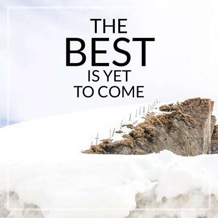 Inspirational quote on blurred snow mountain background with vintage filterの写真素材