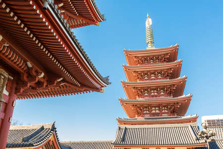 Sensoji pagoda with clear skyのeditorial素材
