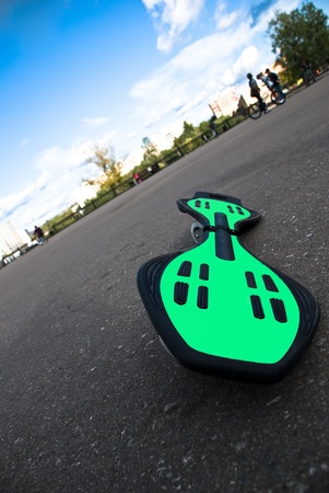 Waveboard on the groundの写真素材