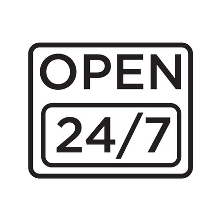 open 24 7 icon design vector templateのイラスト素材