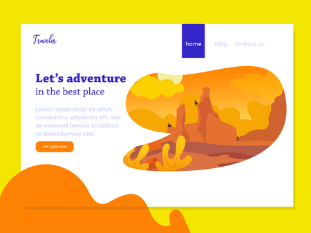 landing page with beautifull sunsetのイラスト素材