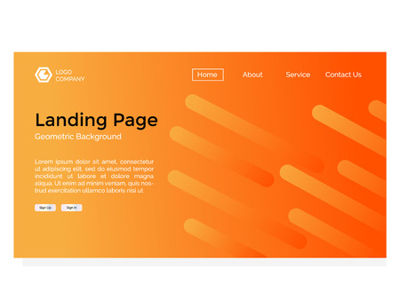 landing page with geometric rounded backgroundのイラスト素材