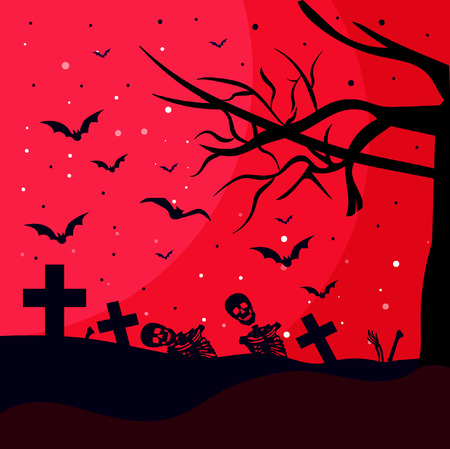 hallooween party poster with cemetery vectorのイラスト素材