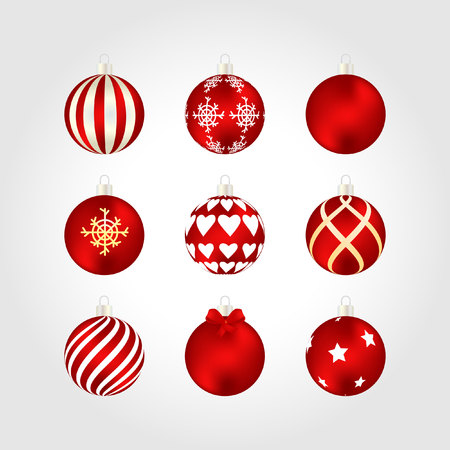 Realistic christmas ball collectionのイラスト素材