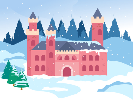 snow covered palace with christmasのイラスト素材