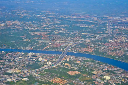 Bird eyes view, chaophaya riverの写真素材