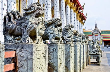 Stone sculpture  in the wat arun temple of thailand