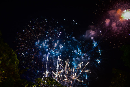 A beautiful fireworks display to celebrate the New Year.の写真素材