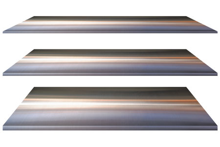 Empty stainless steel  shelf for montage or present product.の写真素材