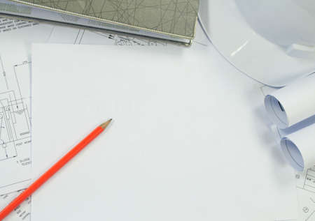 engineering drawing with free white space for textの写真素材