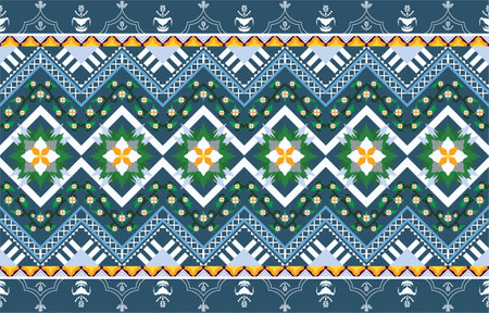 Geometric Ethnic Abstract fabric texture pattern Vector oriental illustration retro embroidery repeatingのイラスト素材