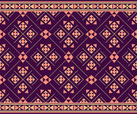 Ethnic fabric texture pattern Abstract Geometric Vector oriental illustration retro embroidery repeatingのイラスト素材