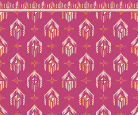 Ethnic fabric texture pattern Abstract Geometric Vector oriental illustration retro embroidery repeatingのイラスト素材