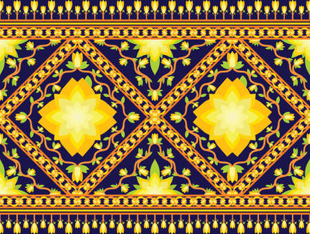 Ethnic fabric texture pattern Abstract Geometric Vector oriental illustration retro embroidery repeatingのイラスト素材