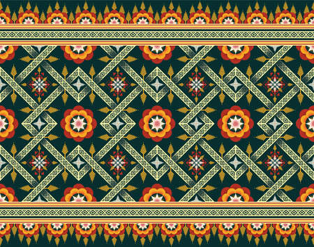 Ethnic fabric texture pattern Abstract Geometric Vector oriental illustration retro embroidery...