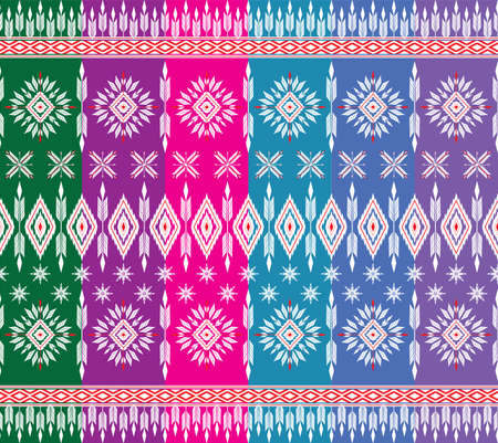 Ethnic fabric texture pattern Abstract Geometric Vector oriental illustration retro embroidery repeatingのイラスト素材