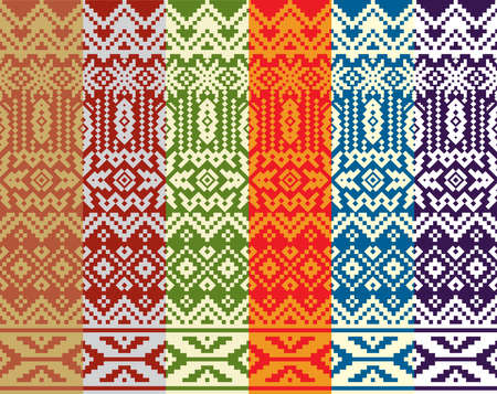 Ethnic fabric texture pattern Abstract Geometric Vector oriental illustration retro embroidery repeatingのイラスト素材