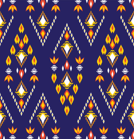 Ethnic fabric texture pattern Abstract Geometric Vector oriental illustration retro embroidery repeatingのイラスト素材