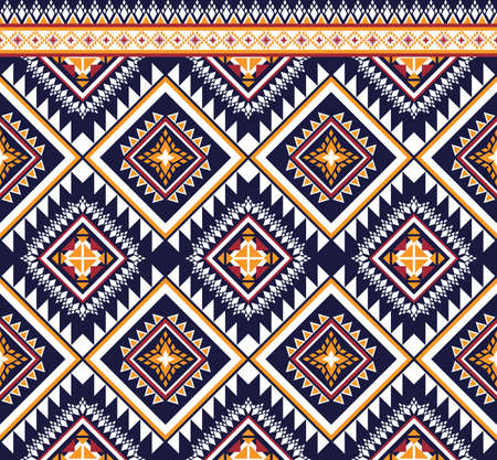 Ethnic fabric texture pattern Abstract Geometric Vector oriental illustration retro embroidery repeatingのイラスト素材