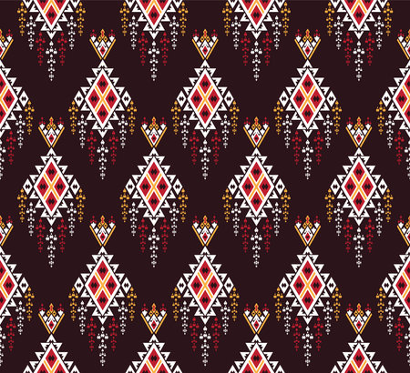 Ethnic fabric texture pattern Abstract Geometric Vector oriental illustration retro embroidery repeatingのイラスト素材