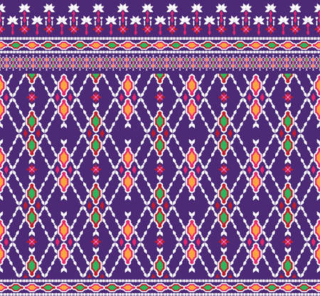Ethnic fabric texture pattern Abstract Geometric Vector Aztec oriental illustration retro embroidery repeatingの写真素材