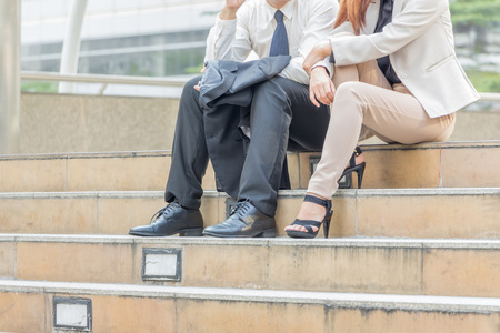 Business-team working at ourdoor city background, Success business partners working at meeting, Smart life concept.の写真素材