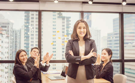 Success and Teamwork concept, Group of young business people meeting in officeの写真素材