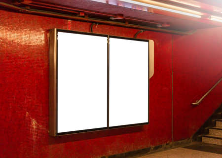 Mockup image of Blank billboard white screen posters and led in the subway station for advertisingの写真素材