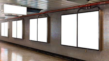Mockup image of Blank billboard white screen posters and led in the subway station for advertisingの写真素材