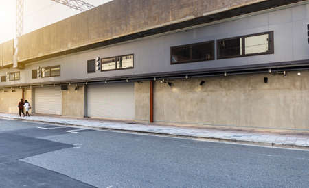 Mock up of Empty loft wall at street in a city for advertisingの写真素材