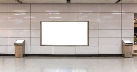 Mockup image of Blank billboard white screen posters and led in the subway station for advertisingの写真素材
