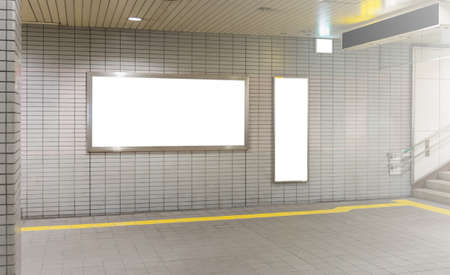 Mockup image of Blank billboard white screen posters and led in the subway station for advertisingの写真素材