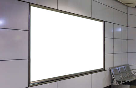 Mockup image of Blank billboard white screen posters and led in the subway station for advertising