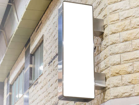 Mockup image of Blank billboard white screen posters and led outside storefront for advertisingの写真素材