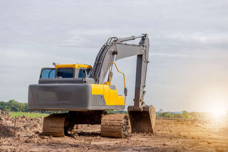 Backhoes Excavator machine at a Construction Site