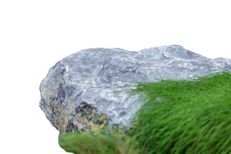 Close up of big stone isolated on white background. Big rock with clipping pathの写真素材