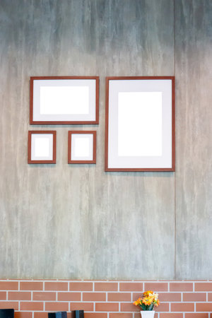 Mockup image of Blank billboard white screen posters for advertising, Blank photo frames display in coffee shop for your designの写真素材