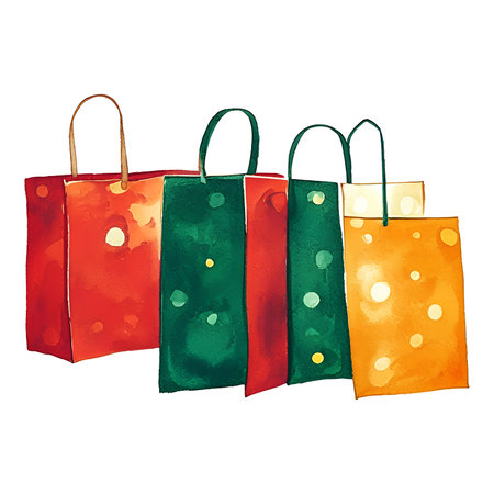 Colorful paper shopping bags isolated on background, generative AIの素材