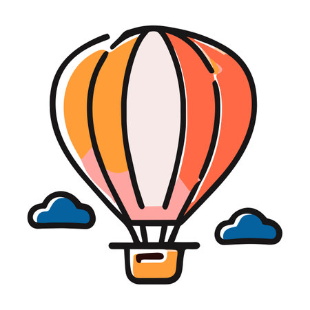 Hot air balloon in the sky isolated on a white background, generative AIの素材
