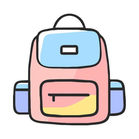 Backpack with zippers and pockets clip art idea design for school supplies clip arts isolated on white background, generative AIの素材