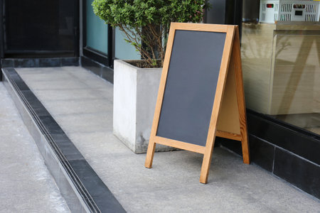 Advertising stand banners mockup, Mock up of a standing poster, Blank wood frame outdoor stand...