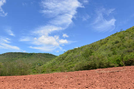 Hill and Blue sky with clouds in rural areas, Thailandの写真素材