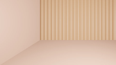 Empty room with curtains, inside, pastel color. 3D rendering background.の写真素材