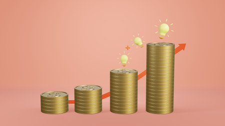 Idea finance concep, to convey that if we put the idea into work, it will make more income. Conins...