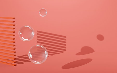 Reflection of objects rectangle and circle shape on the brown background, shadow pattern. 3D render illustration.の写真素材